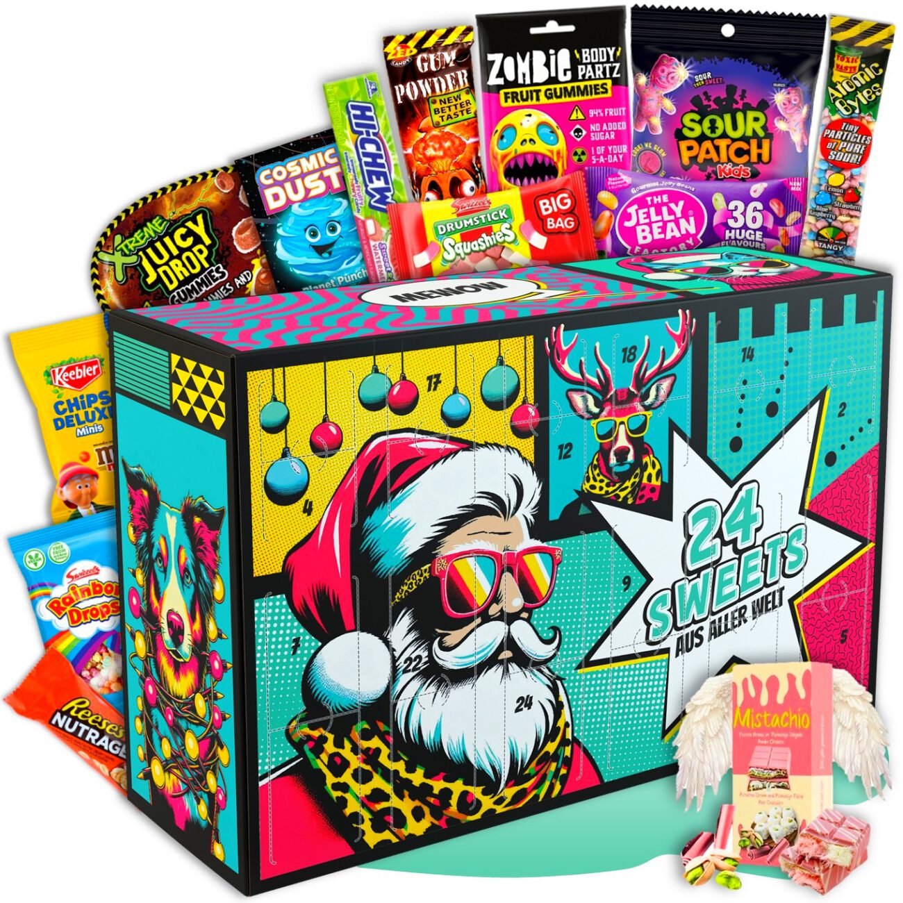 Adventskalender mit 24 internationalen Süßigkeiten