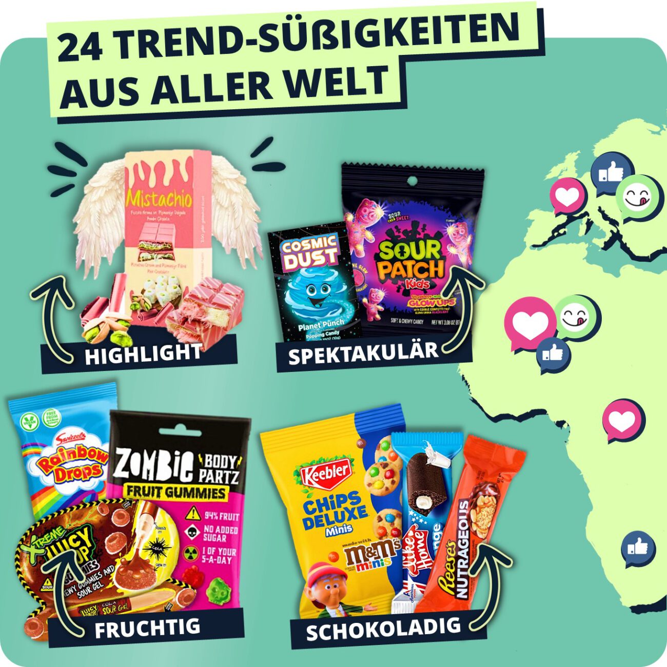 Adventskalender mit 24 internationalen Süßigkeiten – Bild 2